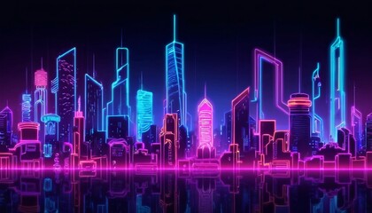 Abstract, Neon, Cityscape, Glowing, Buildings, Neon Signs, Urban, Night, Skyline, Bright, Vibrant, Futuristic, Electric, Modern, Digital Art, Illuminated, Downtown, Metropolis, High-tech, Techno, Lumi