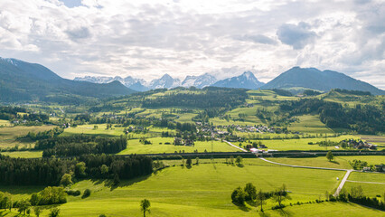 Obraz premium aerial view of the tote gebirge and upper austria