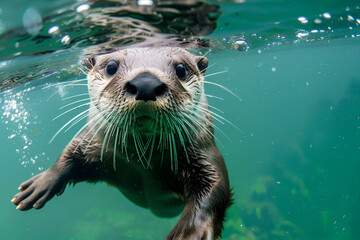 otter enjoying swimming