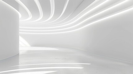 White curved ceiling with horizontal lines of light, background for presentation or promotion of the company's product and services.
