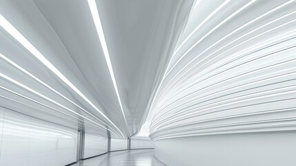 White curved ceiling with horizontal lines of light, background for presentation or promotion of the company's product and services.