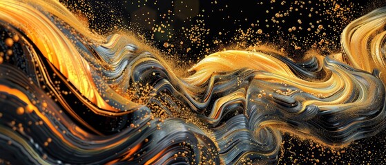 abstract golden digital art, tech-inspired patterns and flows