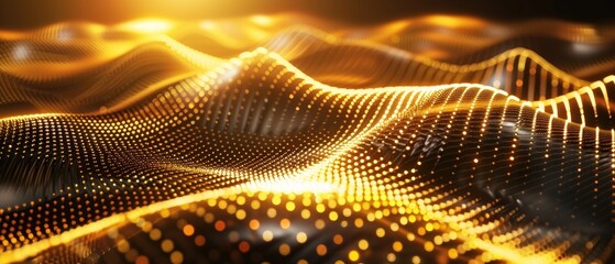 golden abstract tech waves, dynamic and flowing, high-tech vibe