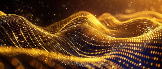 gold abstract technology pattern, flowing digital lines and swirls