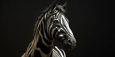 Obraz premium Ein Tier der Gattung Zorse, halb Pferd und halb Zebra, ai generativ