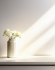 白い壁　自然光　影　日差し　背景画像  Generative AI	
