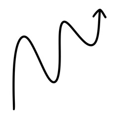 Black Wavy Arrow Wavy Up Arrow Doodle Arrow Hand Drawn Arrow Handwritten Arrow