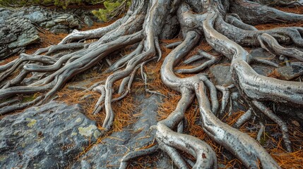 Fototapeta premium Tree roots lying on the ground
