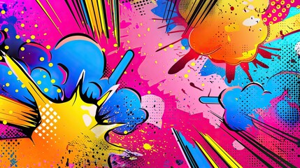 pop art style comic book explosions and bubbles