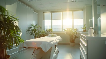Sunlit Modern Beauty Clinic Room for Relaxing Treatments
