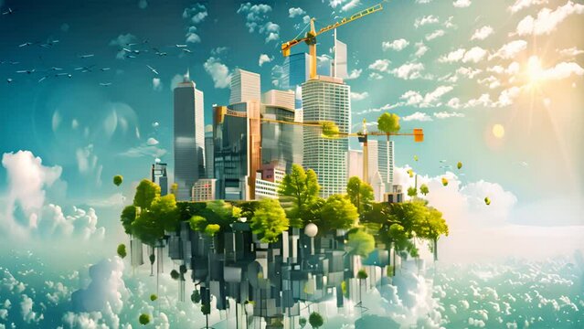 A floating city oasis among the clouds
