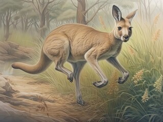 kangaroo bounding through the Australian bush