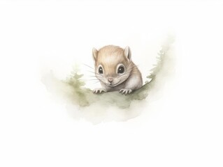 pygmy squirrel climbing a miniature tree