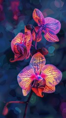 Breathtaking Pixel Art Orchid with Intricate Floral Details and Vibrant Colors