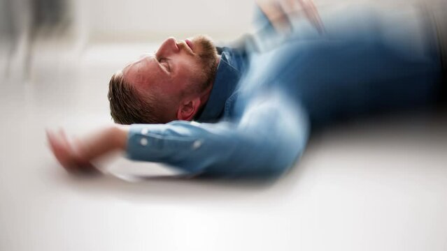 Epilepsy Seizure. Man With Overdose Failure