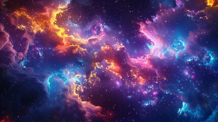 Captivating Galactic Ballet Intertwined Celestial Forms Gliding Through a Tapestry of Stars in Vibrant Dreamlike Splendor