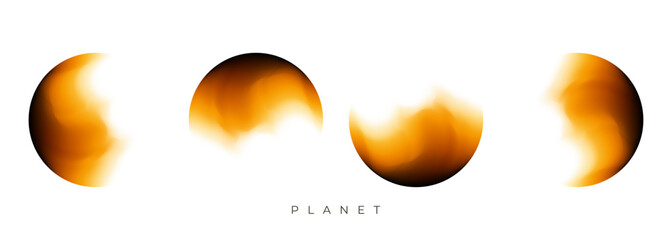 Planet. Defocused spheres. Color gradients. Set of blurred color round shapes for creative graphic design. Vector illustration.	