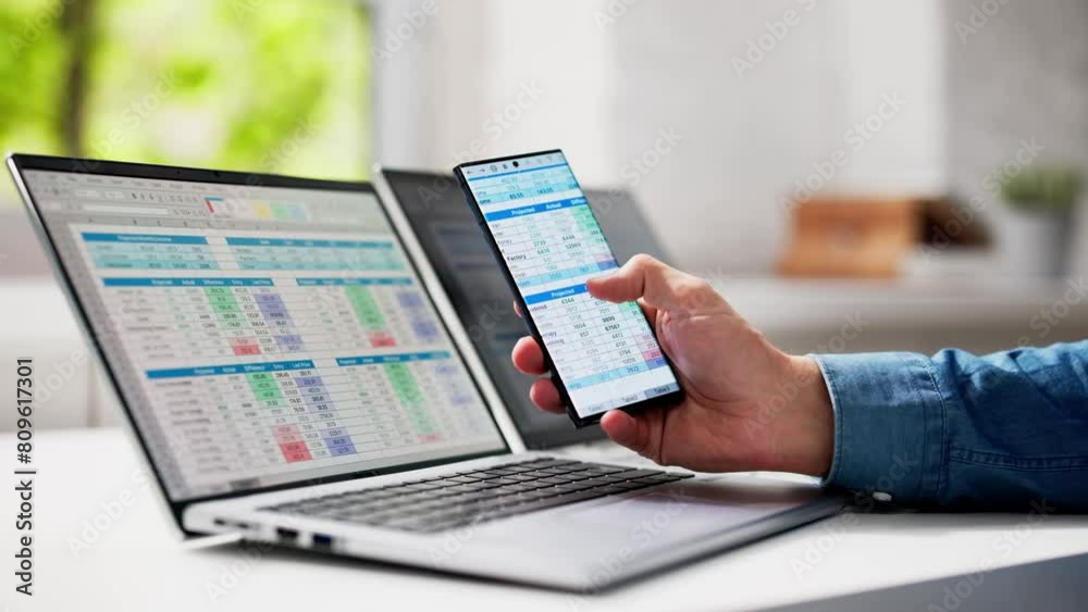 Poster Man Using Spreadsheet Data