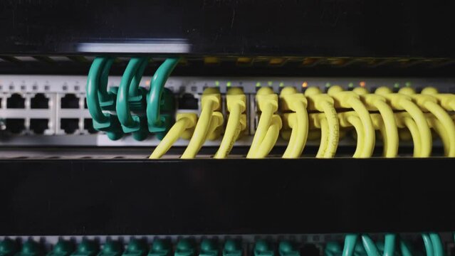 Network panel, switch and cable in data center