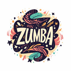 A colorful, abstract logo for Zumba. The logo is a circle with a swirl pattern and the word Zumba written in a bold, artistic font. The design conveys a sense of energy and movement