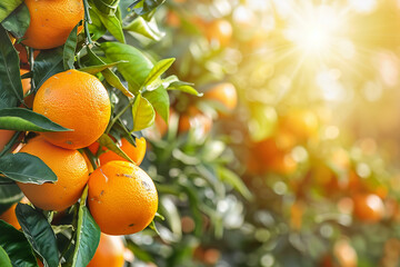 orange hanging on a tree in beautiful garden close up shot generated by AI