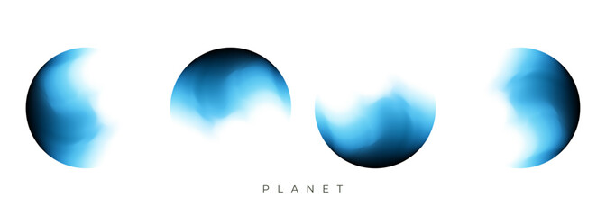 Planet. Defocused spheres. Color gradients. Set of blurred color round shapes for creative graphic design. Vector illustration.