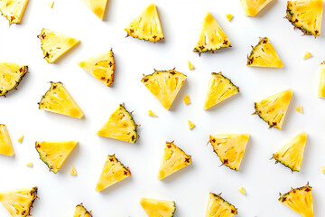 Naklejka premium a white surface with pineapple slices cut in half