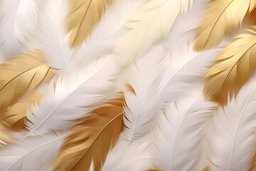 Soft bird feathers seamless pattern in hand drawn style pastel colors isolated on white background.
