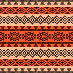 Seamless ethnic pattern. Handmade. Horizontal stripes. Vector illustration.