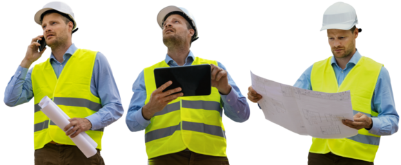 construction engineer at work isolated on transparent or white background