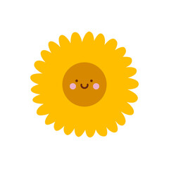 Artistic Sunflower Art with Happy Emojis on a White Background