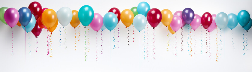 Birthday banners proclaiming joy, colorful letters on a clean white background, marking celebration and fun