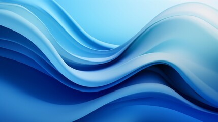 Abstract Blue Waves Design with Smooth Gradient and Flowing Lines. Generative AI