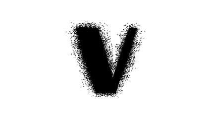 letter V with Spray Paint Drips, black isolated silhouette © OMIA