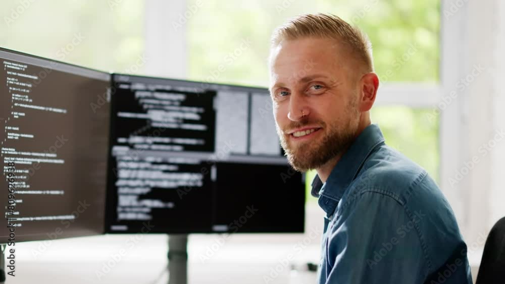 Poster Web Developer Coding On Computer