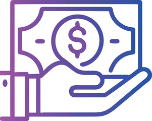 money hand, icon outline gradient