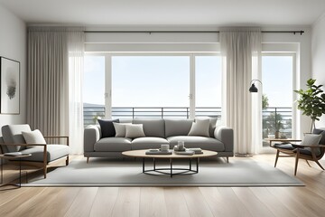Minimalist living room. furniture has a modern and minimalist design, with a sofa