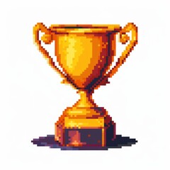  Glitch Style Golden Trophy Cup Icon or Symbol.
