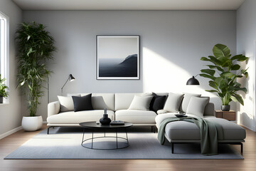 Minimalist living room. furniture has a modern and minimalist design, with a sofa