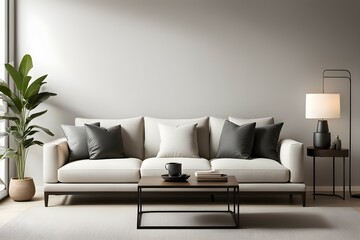 Minimalist living room. furniture has a modern and minimalist design, with a sofa