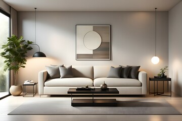 Minimalist living room. furniture has a modern and minimalist design, with a sofa