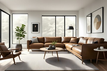 Minimalist living room. furniture has a modern and minimalist design, with a sofa