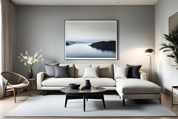 Minimalist living room. furniture has a modern and minimalist design, with a sofa