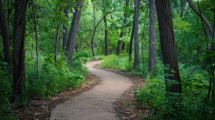 Naklejka premium Scenic Pathway Amidst the Woodlands