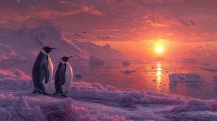 penguins at the south pole