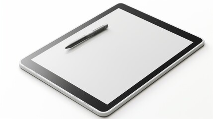 a modern tablet with a stylus resting on it in a minimalist setting.