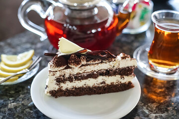 Piece of Cake on White Plate