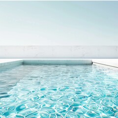 Above ground swimming pool with blue water