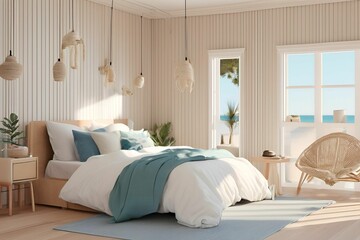 living room with a bed