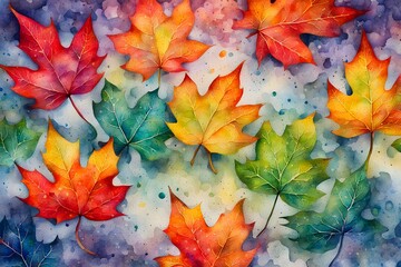 Nature leaves background with watercolor design